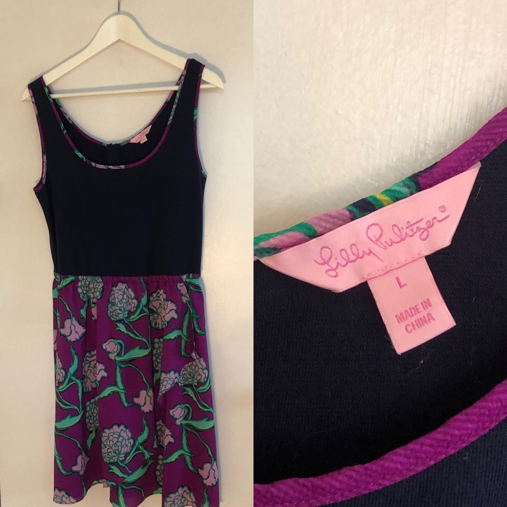 Lilly Pulitzer Dress with Faux Wrap Skirt Size L
